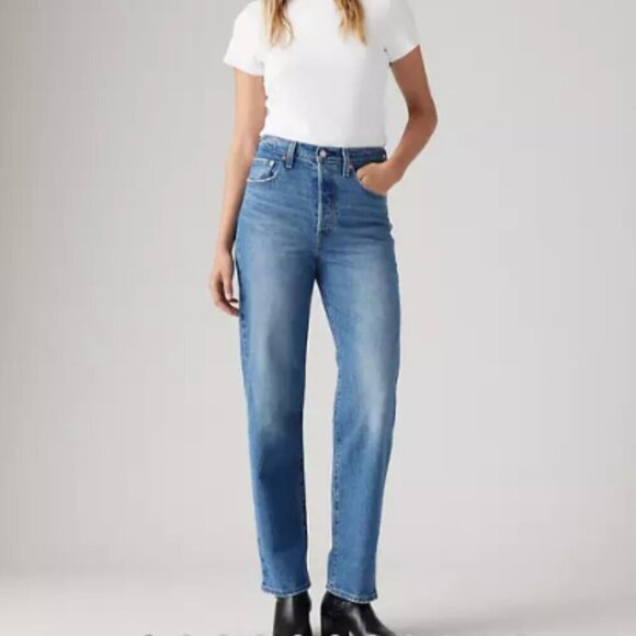 Levi’s Ribcage Straight Ankle Jeans Light Blue Denim Button Fly Size 27x27 - Picture 1 of 12